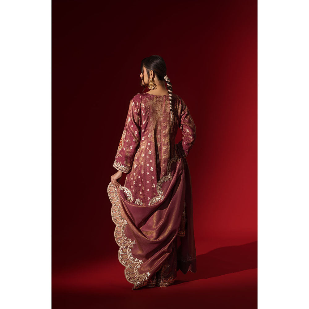 Naseebo Ruby Darbar Embroidery Brocade Kurta with Palazzo & Dupatta