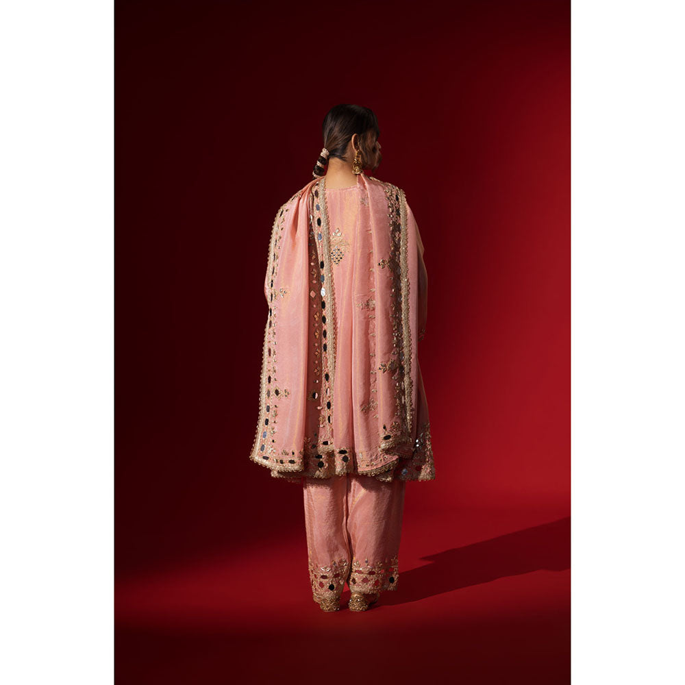Naseebo Gulabi Nazaakat Embroidered Brocade Kurta with Palazzo & Dupatta