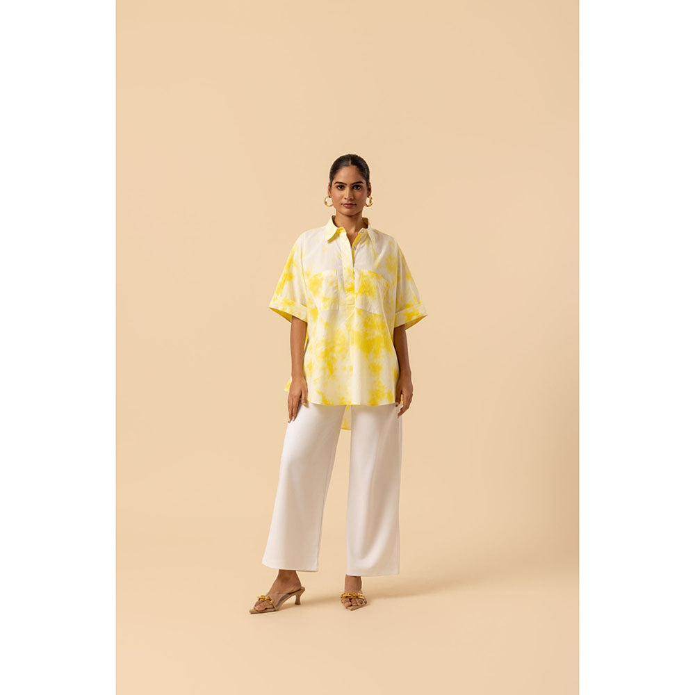 Naseebo Womens Cotton Tie & Dye Yellow Tunic