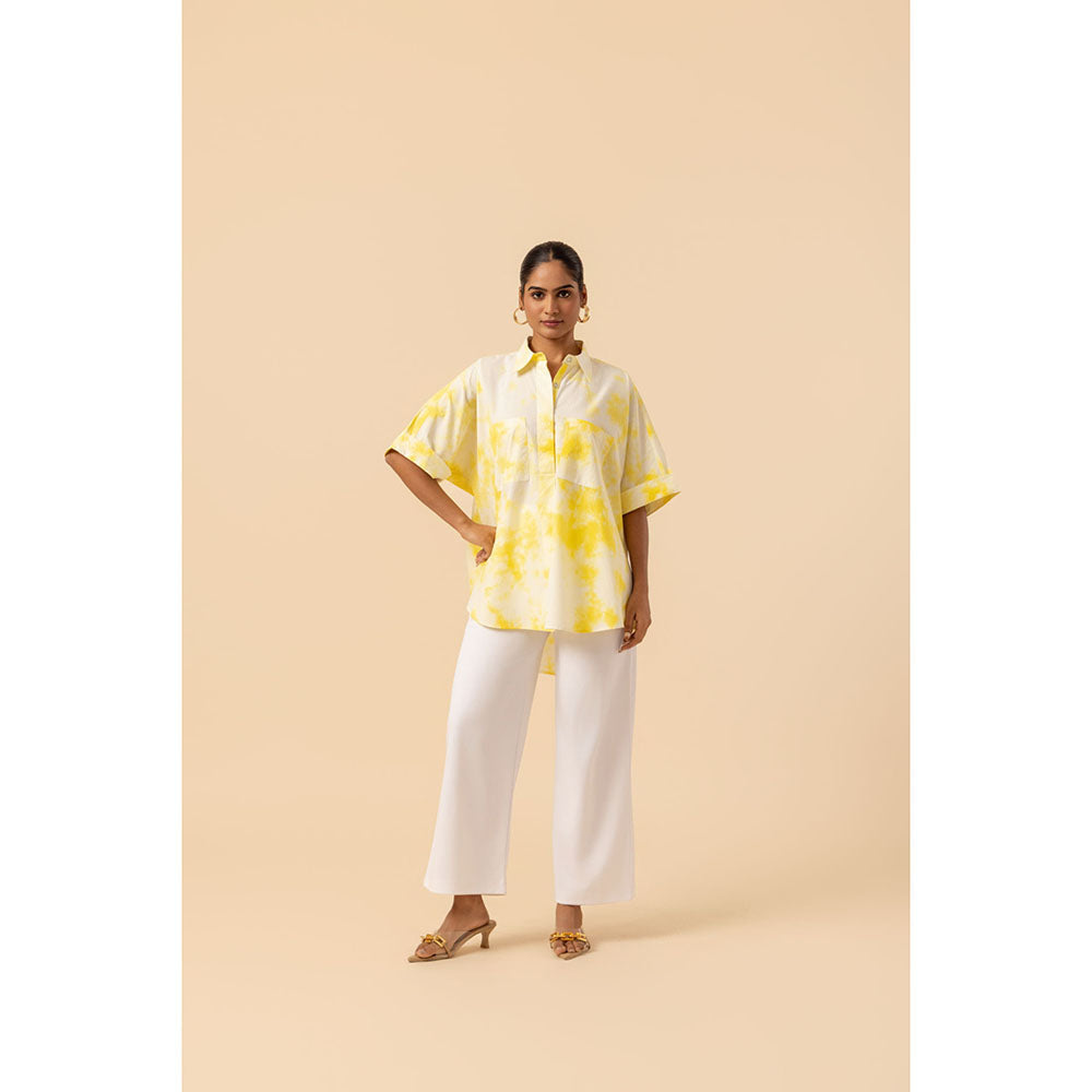 Naseebo Womens Cotton Tie & Dye Yellow Tunic