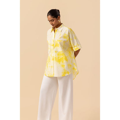 Naseebo Womens Cotton Tie & Dye Yellow Tunic