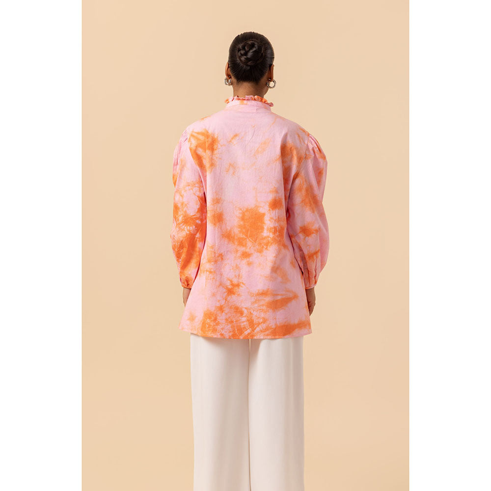 Naseebo Womens Cotton Tie & Dye Peach Top