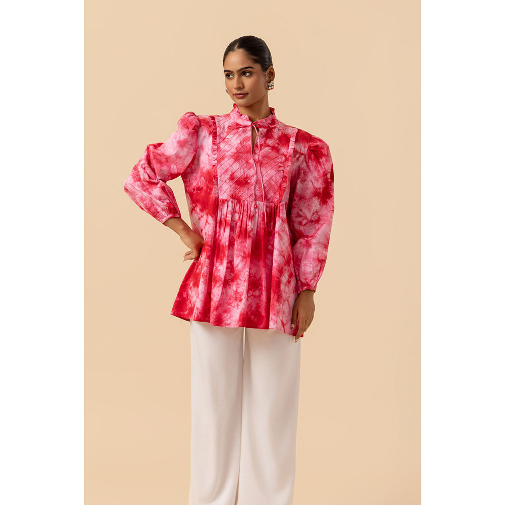 Naseebo Womens Cotton Tie & Dye Pink Top