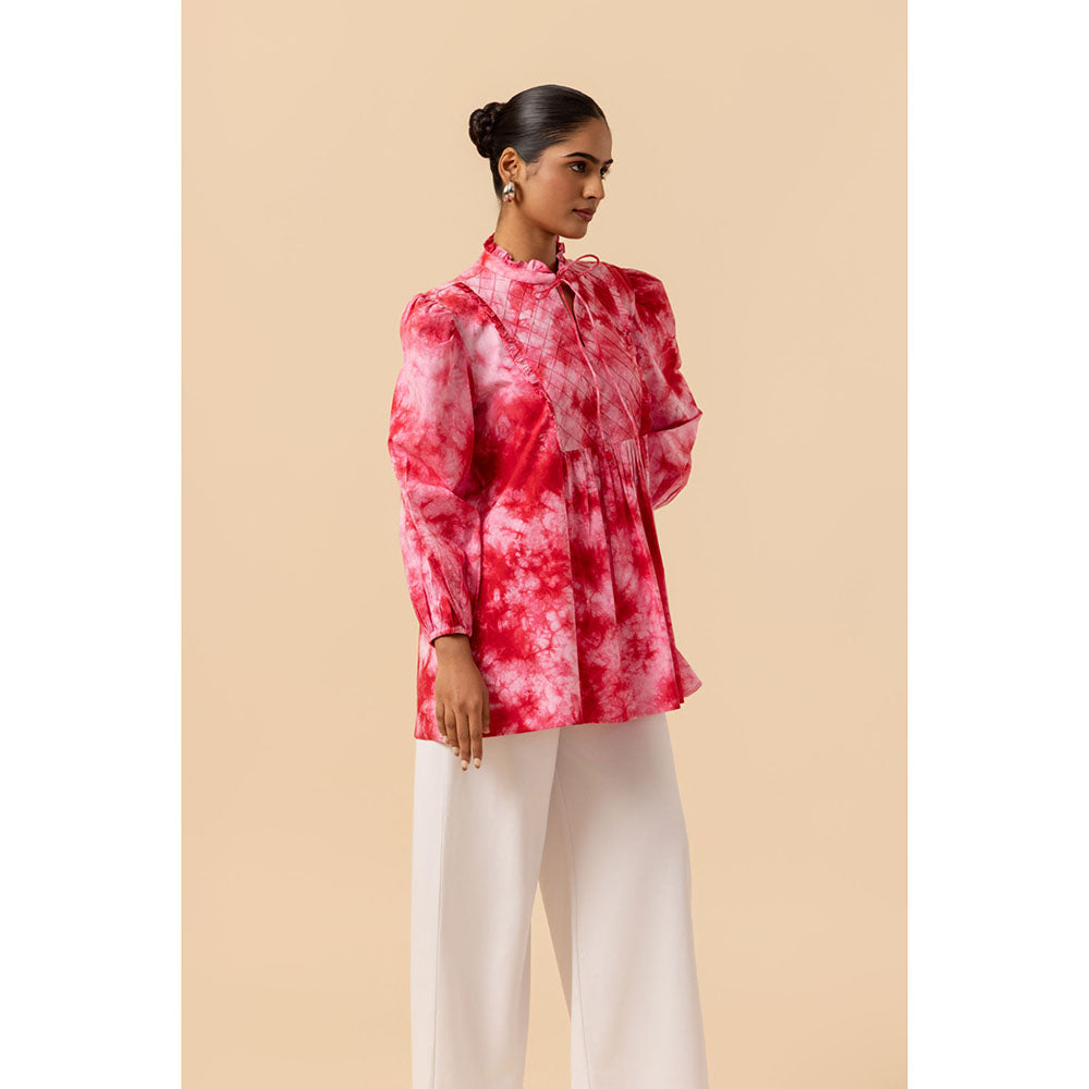 Naseebo Womens Cotton Tie & Dye Pink Top