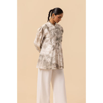 Naseebo Womens Cotton Tie & Dye Grey Top
