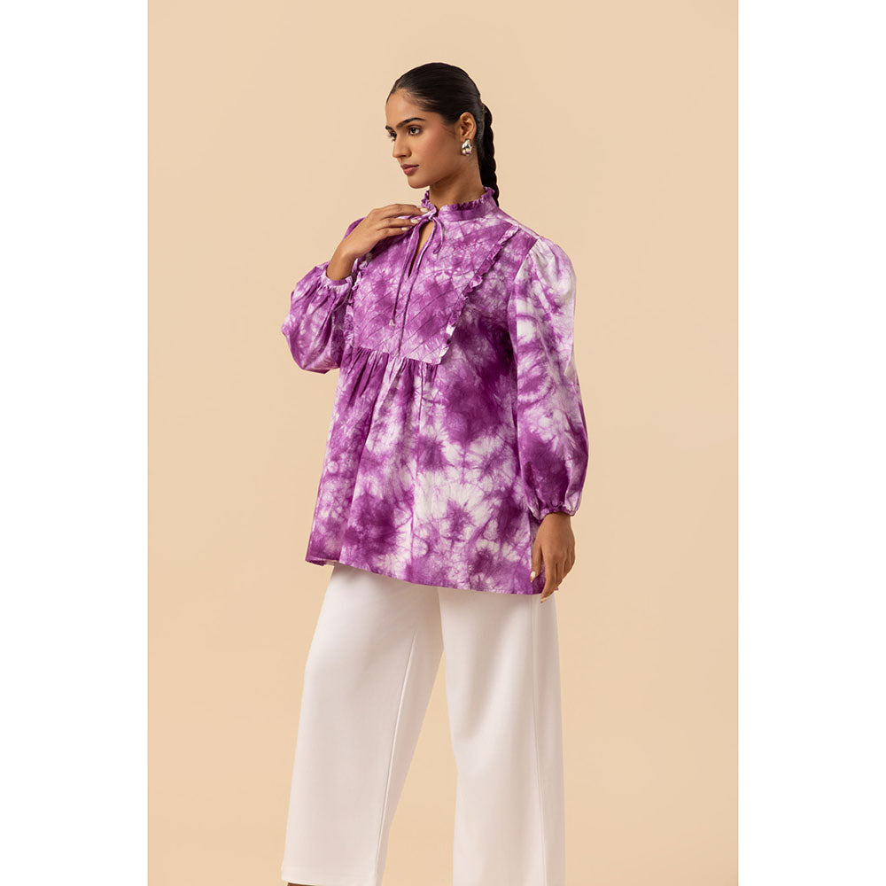 Naseebo Womens Cotton Tie & Dye Purple Top