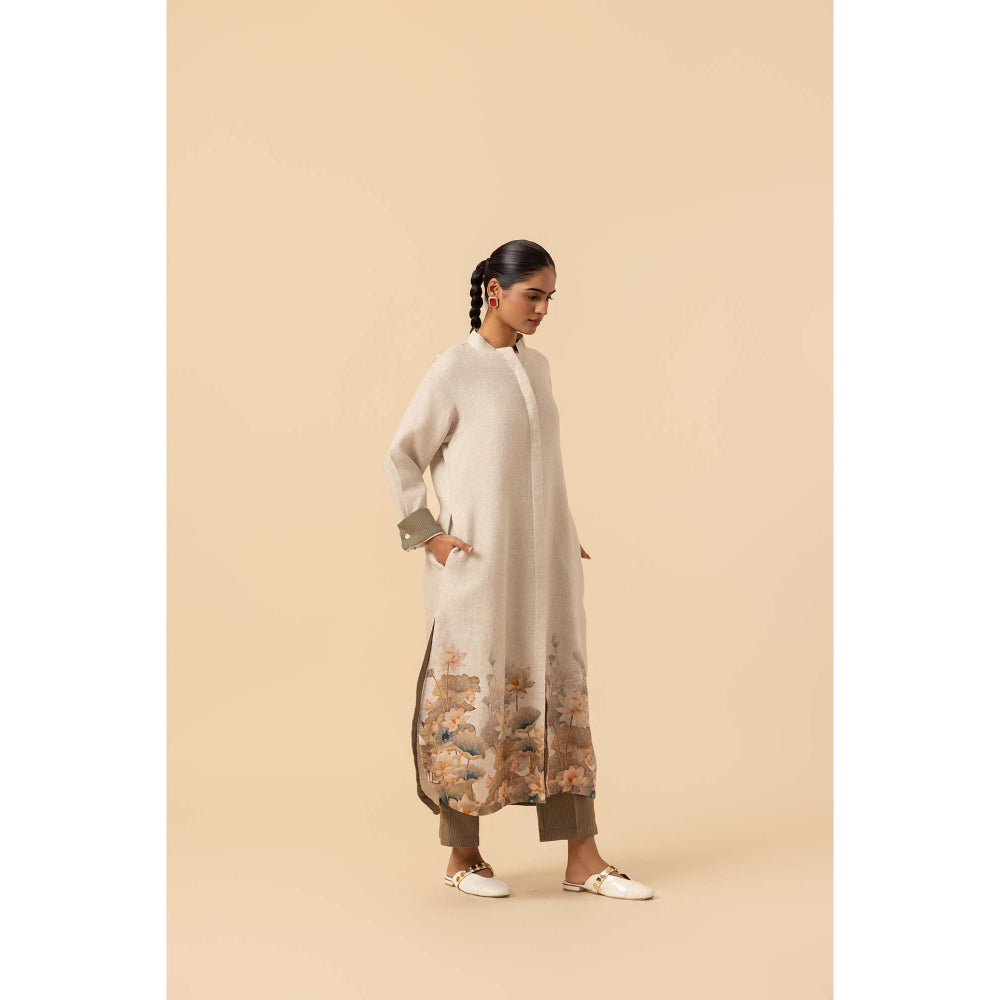 Naseebo Dune Petal Linen Premium Kurta and Pant