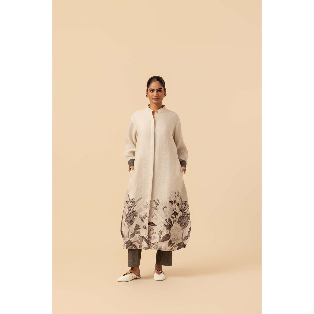 Naseebo Ink Monochrome Linen Premium Kurta and Pant