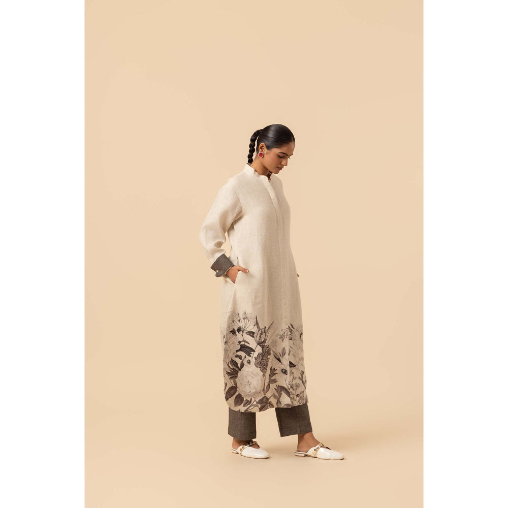 Naseebo Ink Monochrome Linen Premium Kurta and Pant
