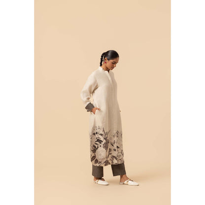 Naseebo Ink Monochrome Linen Premium Kurta and Pant