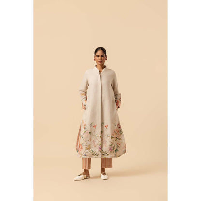 Naseebo Roseate Garden Linen Premium Kurta and Pant