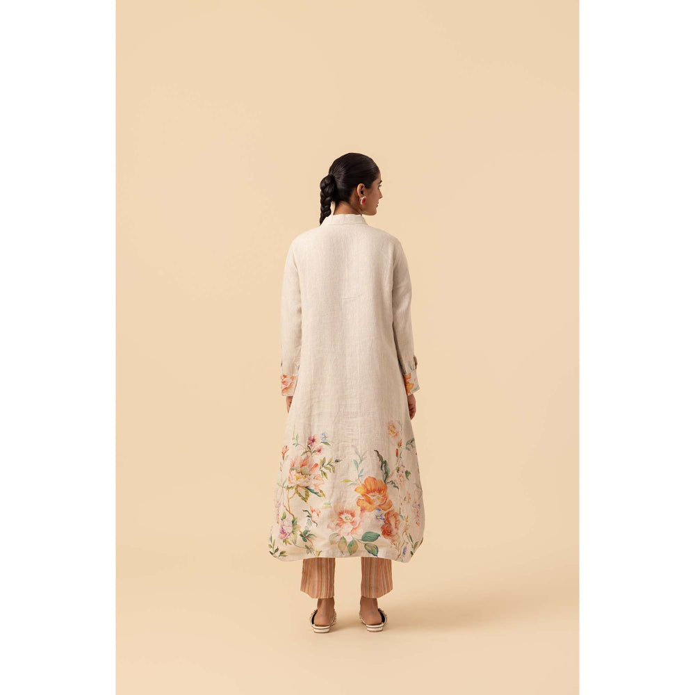Naseebo Roseate Garden Linen Premium Kurta and Pant