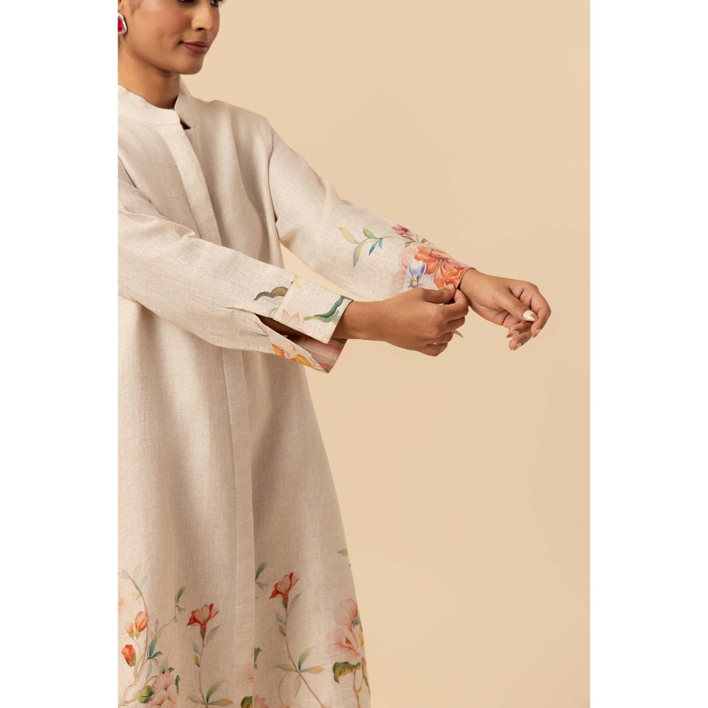 Naseebo Roseate Garden Linen Premium Kurta and Pant