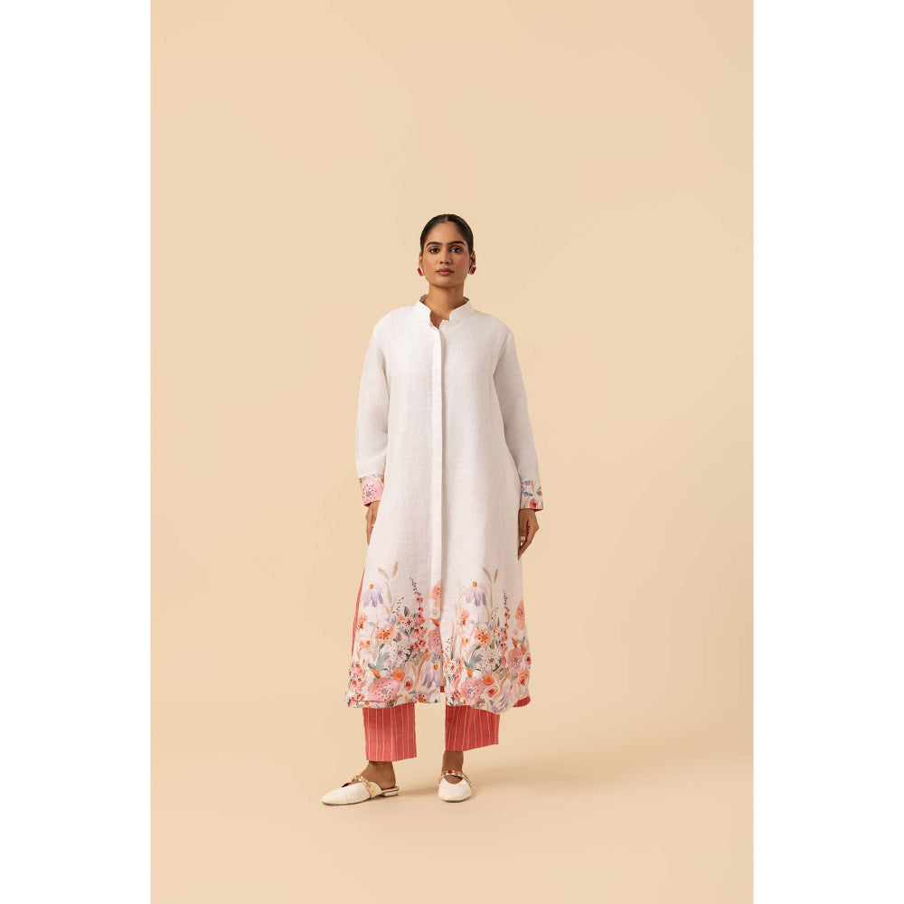 Naseebo Springtime Flora Linen Premium Kurta and Pant