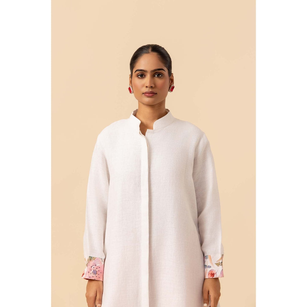Naseebo Springtime Flora Linen Premium Kurta and Pant