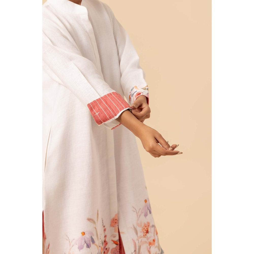 Naseebo Springtime Flora Linen Premium Kurta and Pant
