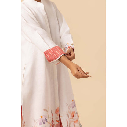 Naseebo Springtime Flora Linen Premium Kurta and Pant