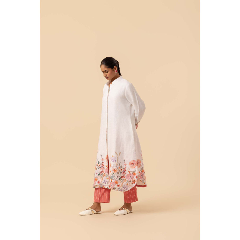 Naseebo Springtime Flora Linen Premium Kurta and Pant