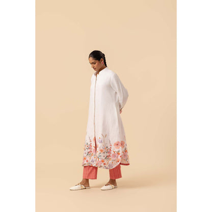 Naseebo Springtime Flora Linen Premium Kurta and Pant