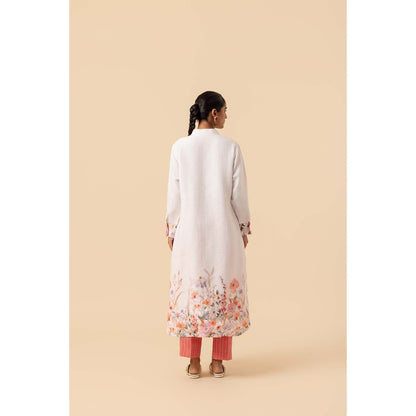 Naseebo Springtime Flora Linen Premium Kurta and Pant