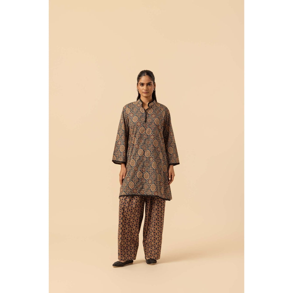 Naseebo Earthen Mirage Ajrakh Printed Farshi Coord Set