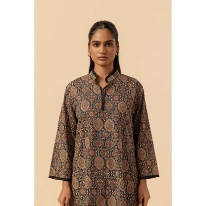 Naseebo Earthen Mirage Ajrakh Printed Farshi Coord Set