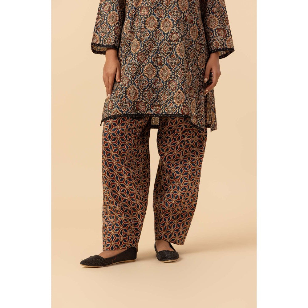 Naseebo Earthen Mirage Ajrakh Printed Farshi Coord Set