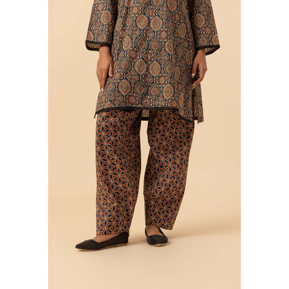 Naseebo Earthen Mirage Ajrakh Printed Farshi Coord Set