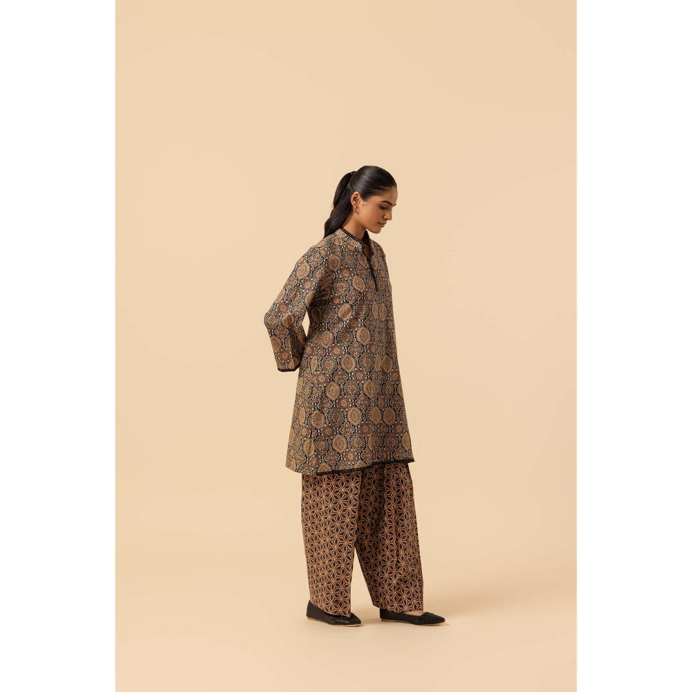 Naseebo Earthen Mirage Ajrakh Printed Farshi Coord Set