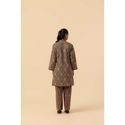 Naseebo Earthen Mirage Ajrakh Printed Farshi Coord Set