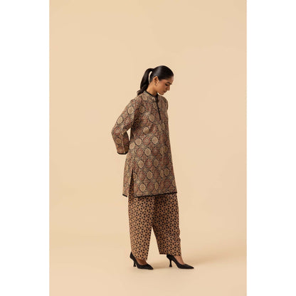 Naseebo Desert Bloom Ajrakh Printed Farshi Coord Set