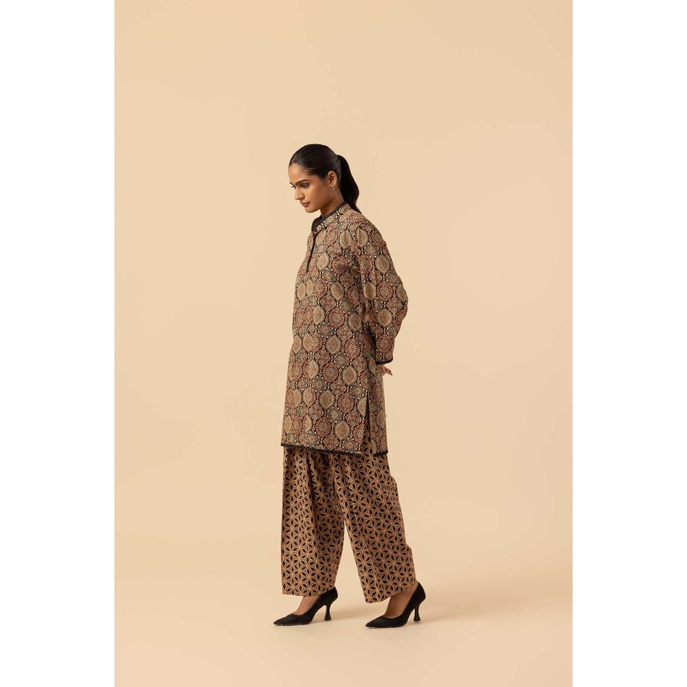 Naseebo Desert Bloom Ajrakh Printed Farshi Coord Set