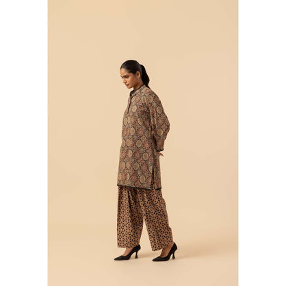 Naseebo Desert Bloom Ajrakh Printed Farshi Coord Set