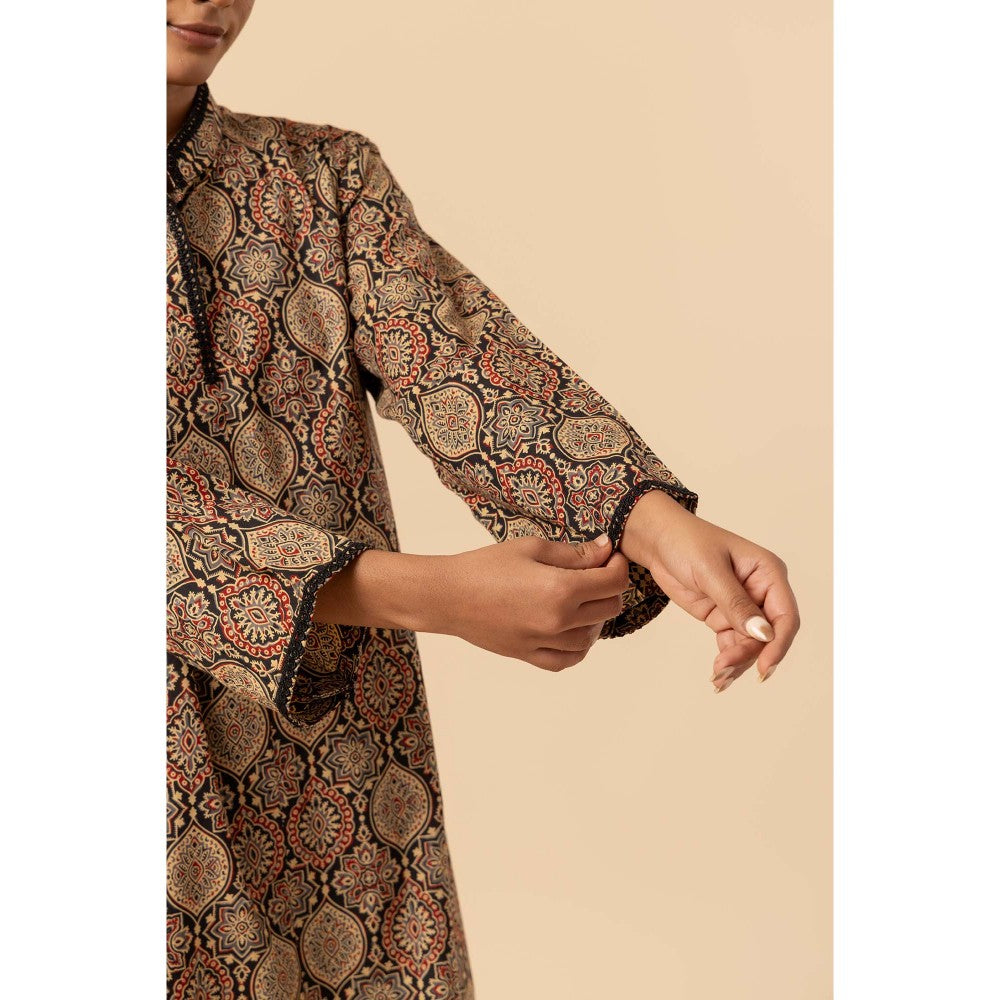 Naseebo Desert Bloom Ajrakh Printed Farshi Coord Set