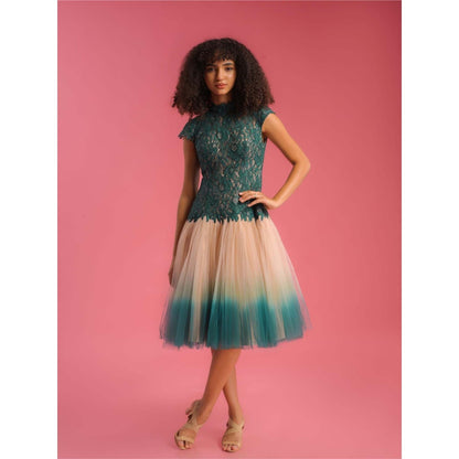 Natalia Livingston Teal Charolette Kaitoke Duotone Dress