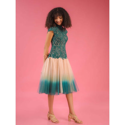 Natalia Livingston Teal Charolette Kaitoke Duotone Dress