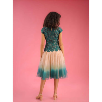 Natalia Livingston Teal Charolette Kaitoke Duotone Dress