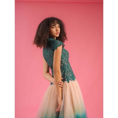 Natalia Livingston Teal Charolette Kaitoke Duotone Dress