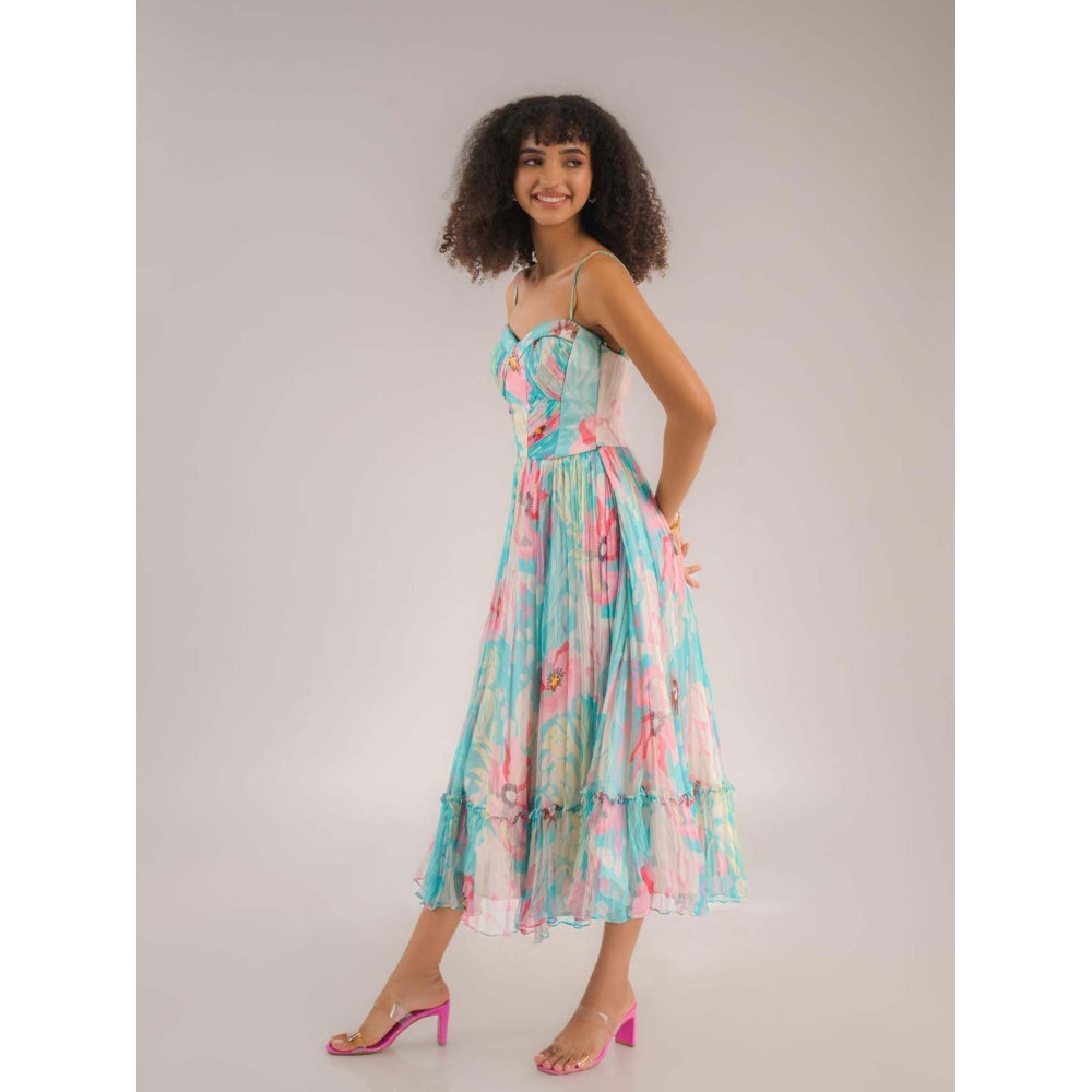 Natalia Livingston Dahlia Blue Floral Dress