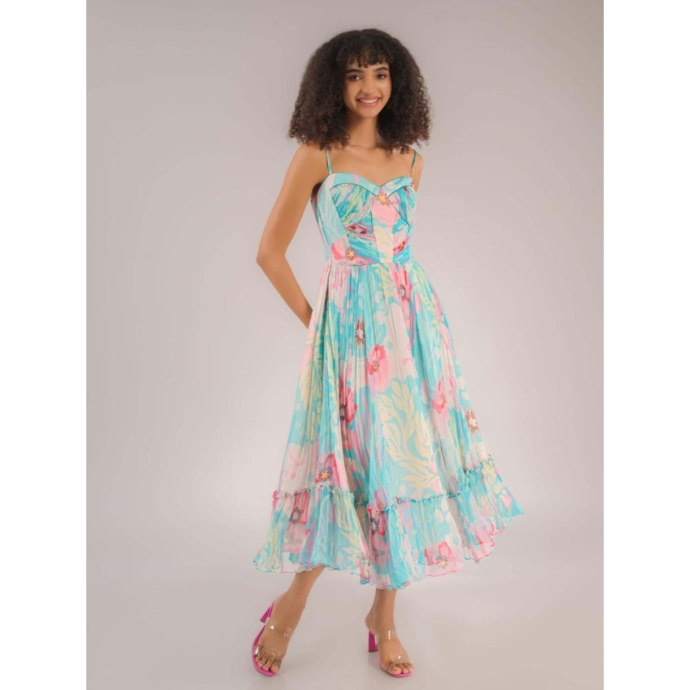 Natalia Livingston Dahlia Blue Floral Dress