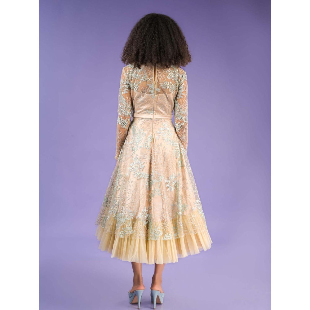 Natalia Livingston Catherine Beige Embroidery Dress