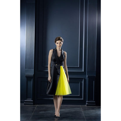 Natalia Livingston Audrey Black Neon Yellow Blazer Dress