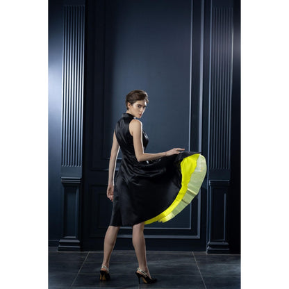 Natalia Livingston Audrey Black Neon Yellow Blazer Dress