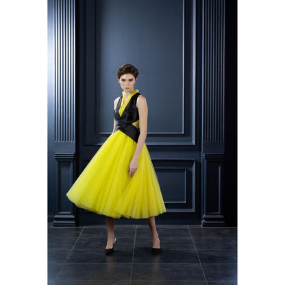 Natalia Livingston Audrey Neon Yellow Black Dress