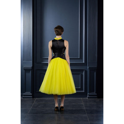 Natalia Livingston Audrey Neon Yellow Black Dress
