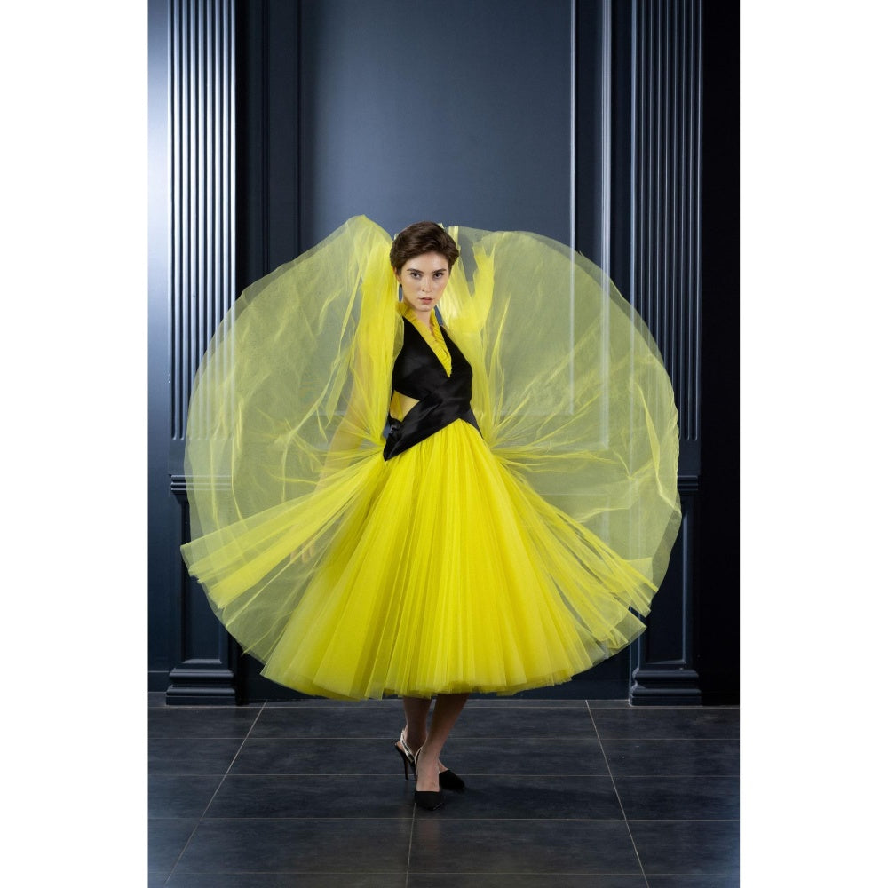 Natalia Livingston Audrey Neon Yellow Black Dress