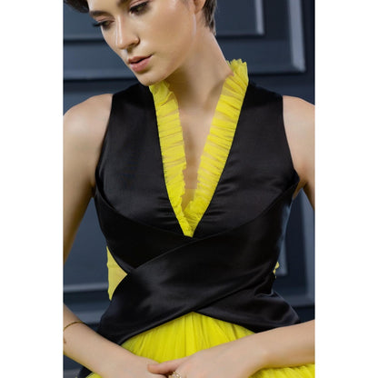 Natalia Livingston Audrey Neon Yellow Black Dress