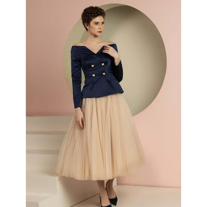Natalia Livingston Audrey Navy Blue Blazer Top