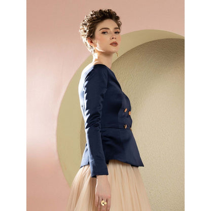 Natalia Livingston Audrey Navy Blue Blazer Top