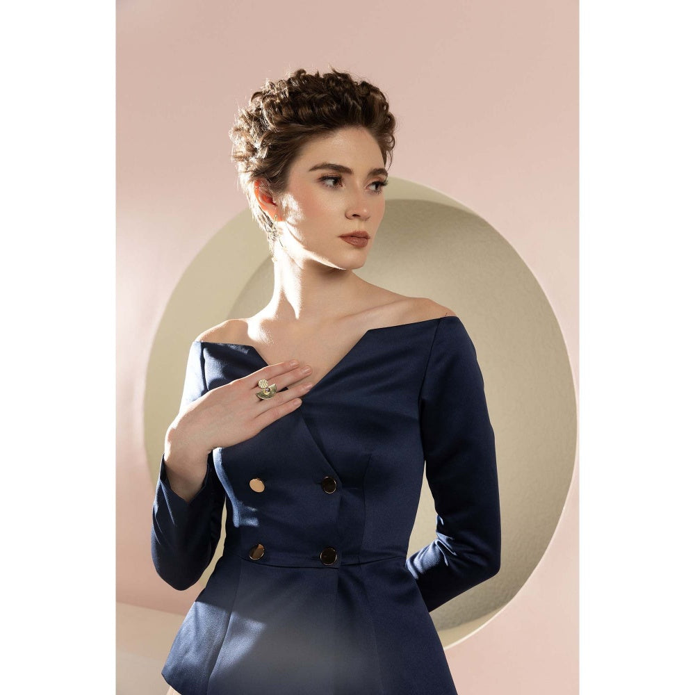 Natalia Livingston Audrey Navy Blue Blazer Top